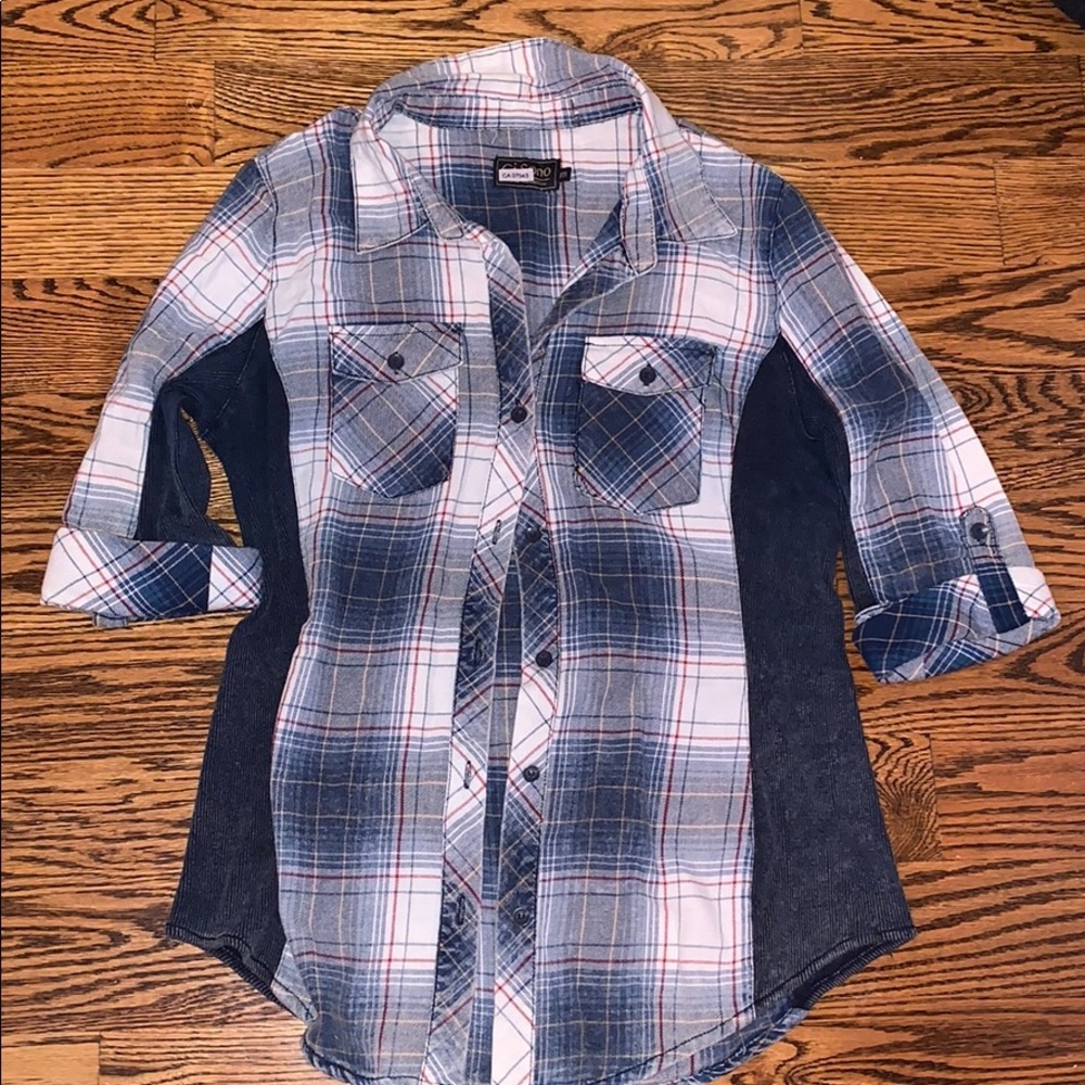 Blue plaid/ stretch flannel